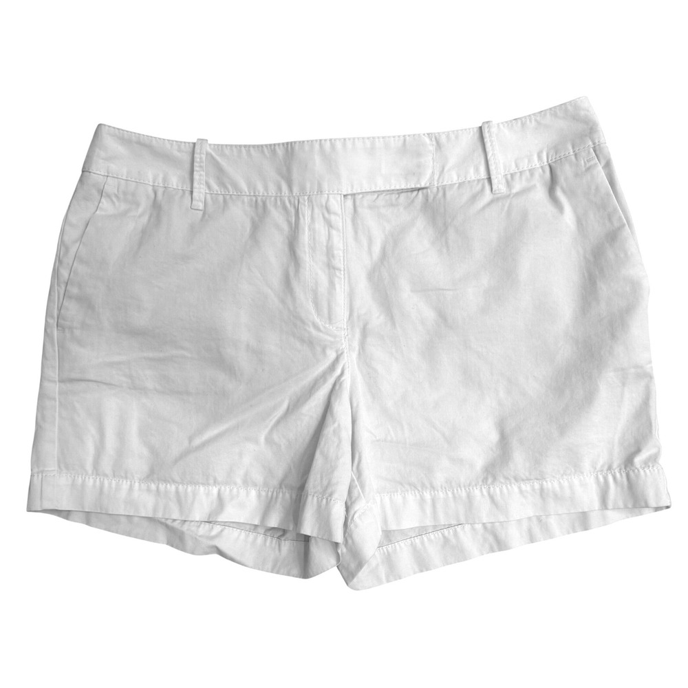 Ann Taylor LOFT Womens White Cotton Chino Shorts Size 8 Casual Summer Twill EUC